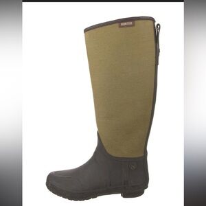 Hunter Olive Canvas and Chocolate Brown Rubber Tall Rain Boot